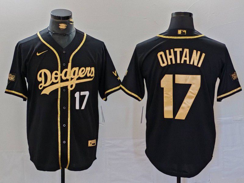 Men Los Angeles Dodgers #17 Ohtani Black gold Fashion Nike Game MLB Jersey style 7064->los angeles dodgers->MLB Jersey